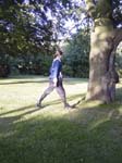 Viola about to walk into a tree