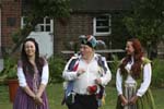 Rosalind and Celia laugh at Touchstone's pancakes and mustard joke - shame the audience didn't get it