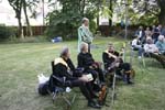 The musos relax in the orchestra pit