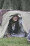 Beatrice hiding - probably from the rain