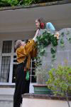 Even on tip-toe, Romeo cannot grab Juliet's rose