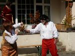 The bully Vincentio beats seven bells out of little Biondella - the brute