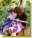 Jean Bowyer and Carol Hicks hard at work on 1988's new wardrobe