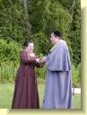 The Queen (left) gives Cornelia a bo of 'medicine'