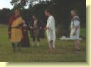 Cymbeline and Caius Lucius on the brink of war.