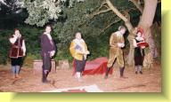 Edmund, Kent and Gloucester (l to r) wait the arrival of the King