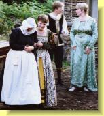 Juliet enjoys a joke with the Nurse, Lady Capulet behind with Peter