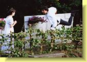 Romeo leaps onto Juliet's balcony...