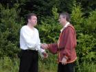 Palamon and Arcite decide a fight is the best way to solve their argument.